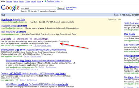 #1 for "Ugg Boots" in Google