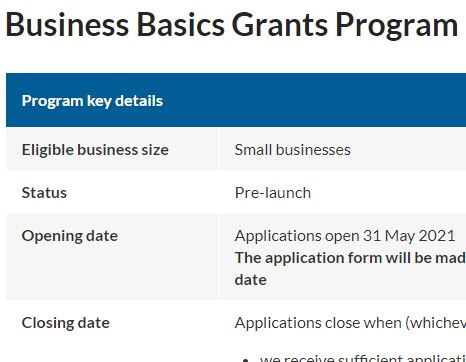 Business Basics Grants Program